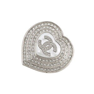 Chanel Brooch Heart Coco Mark Metal Rhinestone B23 B CHANEL BROACH